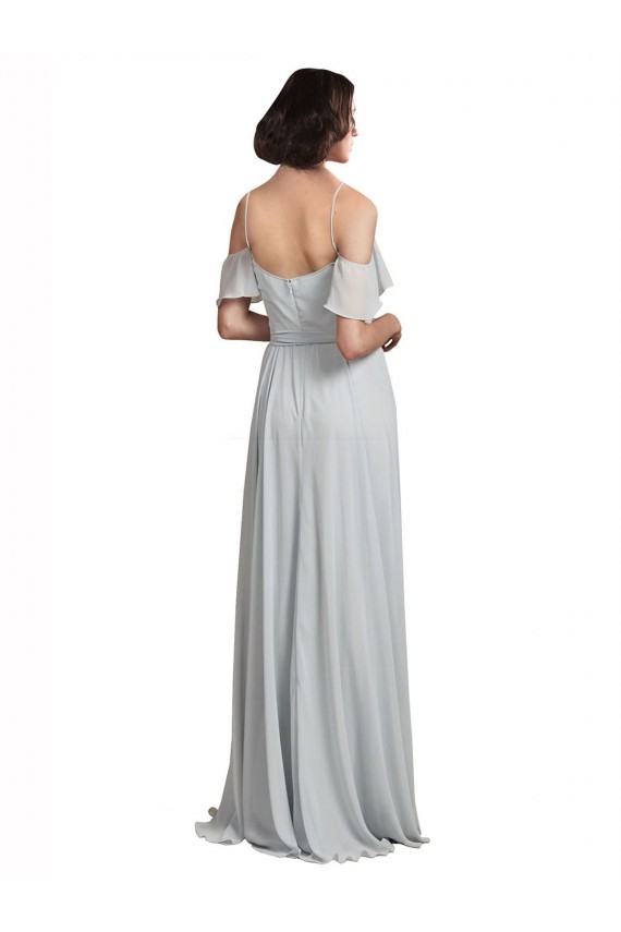 Frost Soft Chiffon Off the Shoulder Long Sleeveless Formal Dress / Bridesmaid Dress Toowoomba
