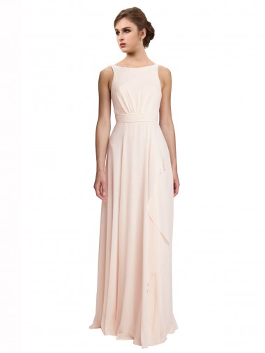 V-Back Chiffon Bateau Neck Long Sleeveless Bridesmaid Dress / Evening Dress Toowoomba