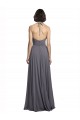 Slate Grey Soft Chiffon Spaghetti Straps Long Sleeveless Bridesmaid Dress Toowoomba