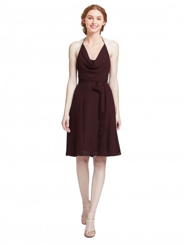 Soft Chiffon Spaghetti Straps Knee Length Sleeveless Bridesmaid Dress Toowoomba