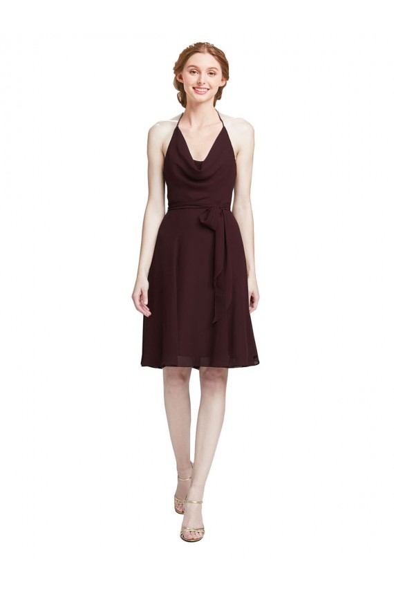 Soft Chiffon Spaghetti Straps Knee Length Sleeveless Bridesmaid Dress Toowoomba