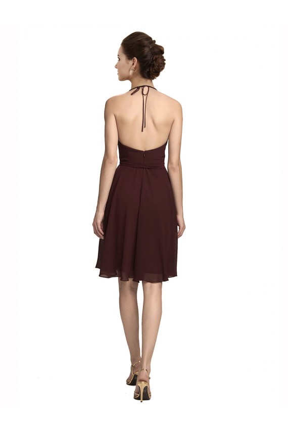 Soft Chiffon Spaghetti Straps Knee Length Sleeveless Bridesmaid Dress Toowoomba