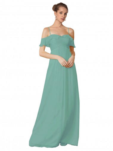 Seaside Soft Chiffon Off the Shoulder Long Flutter Sleeves Bridesmaid Dress Toowoomba