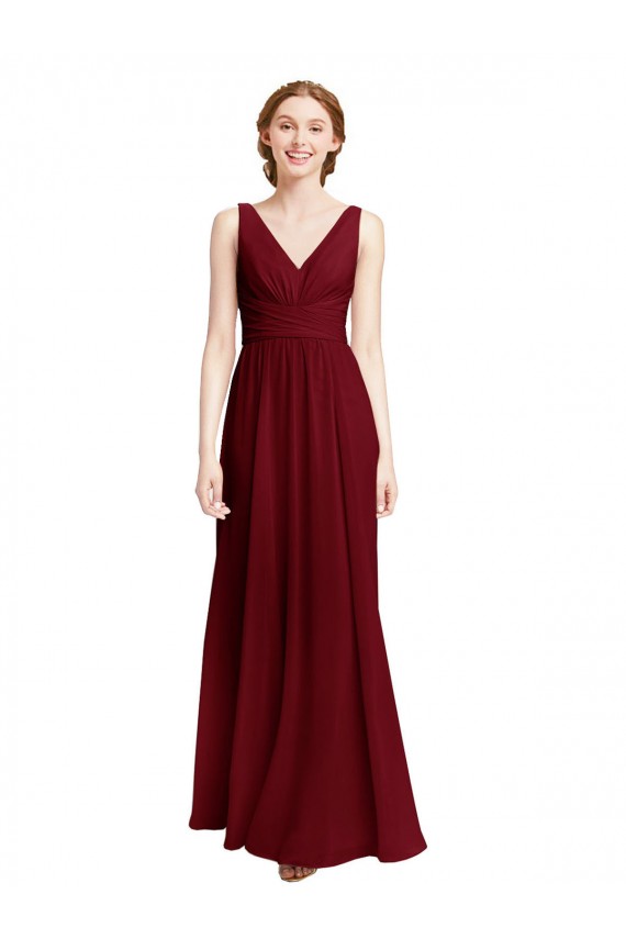 Chiffon V-Neck Long Sleeveless Bridesmaid Dress / Evening Gowns Toowoomba