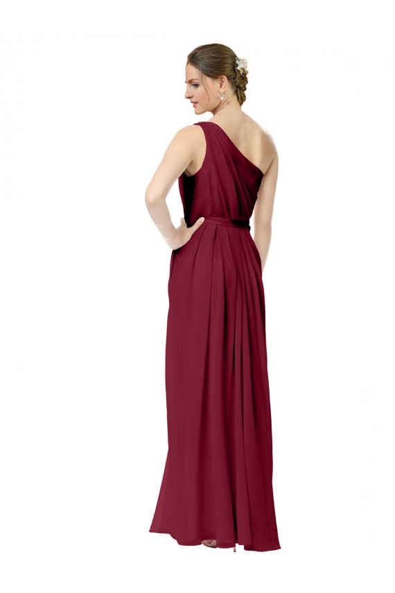 Burgundy Chiffon One Shoulder Long Sleeveless Bridal Party Dress / Evening Dress Toowoomba