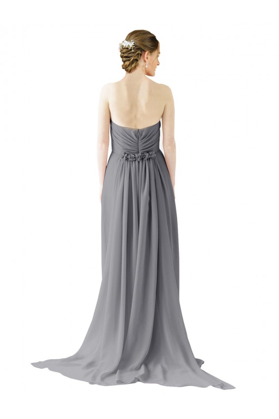 Open Back Slate Grey Chiffon Sweetheart Long Sleeveless Bridesmaid Dress / Evening Dress Toowoomba