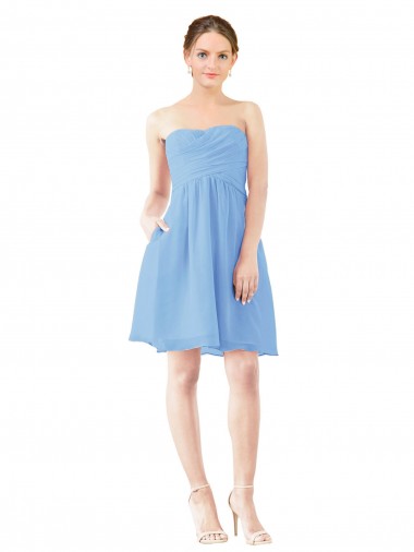 Open Back Periwinkle Soft Chiffon Sweetheart Knee Length Sleeveless Bridesmaid Dress Toowoomba