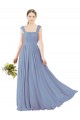 Open Back Soft Chiffon Square Neck Long Sleeveless Bridesmaid Dress Toowoomba