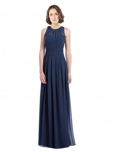 Keyhole Back Chiffon Halter Neck Long Floor Length Sleeveless Bridesmaid Dress Toowoomba