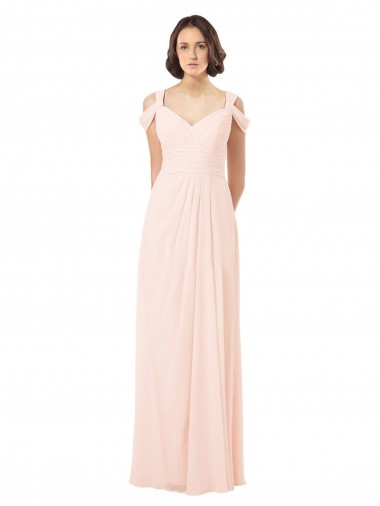 Keyhole Back Chiffon Off the Shoulder Long Sleeveless Bridesmaid Dress / Evening Dress Toowoomba