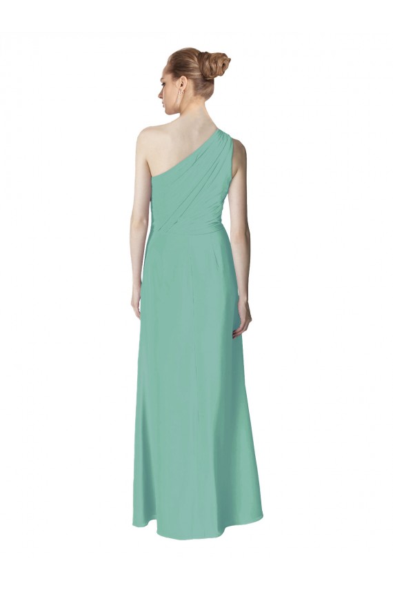 Jade Soft Chiffon One Shoulder Long Sleeveless Bridesmaid Dress Toowoomba