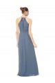 Midnight Green Soft Chiffon Spaghetti Straps Long Sleeveless Bridesmaid Dress Toowoomba