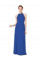 Keyhole Back Royal Blue Chiffon Halter Neck Long Sleeveless Bridesmaid Dress / Evening Dress Toowoomba