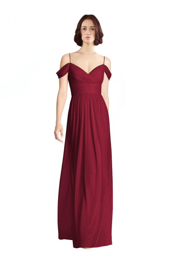 Soft Chiffon Off the Shoulder Long Sleeveless Bridesmaid Dresses Toowoomba