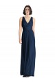 Dark Navy Chiffon V-Neck Long Floor Length Sleeveless Bridesmaid Dress Toowoomba