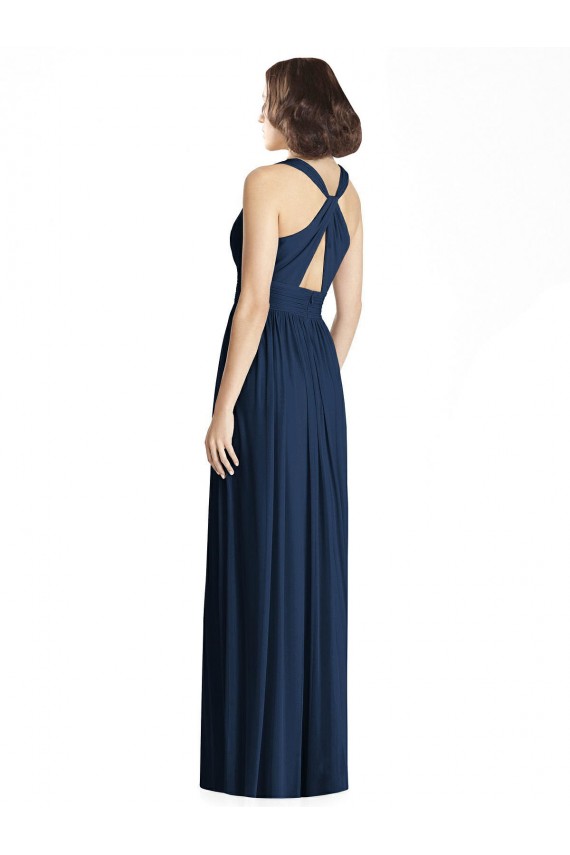 Dark Navy Chiffon V-Neck Long Floor Length Sleeveless Bridesmaid Dress Toowoomba