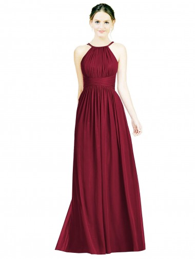 Open Back Chiffon Halter Neck Long Sleeveless Formal Dress / Bridesmaid Dress Toowoomba