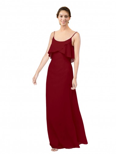 V-Back Soft Chiffon Scoop Neck Long Sleeveless Bridesmaid Dress Toowoomba