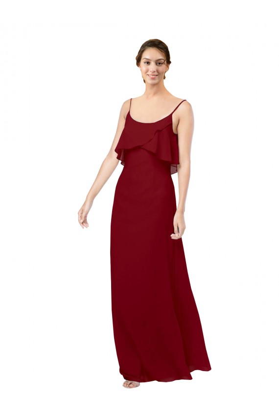 V-Back Soft Chiffon Scoop Neck Long Sleeveless Bridesmaid Dress Toowoomba