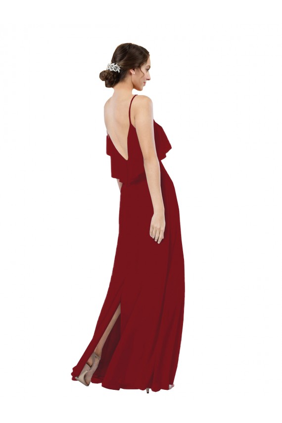 V-Back Soft Chiffon Scoop Neck Long Sleeveless Bridesmaid Dress Toowoomba