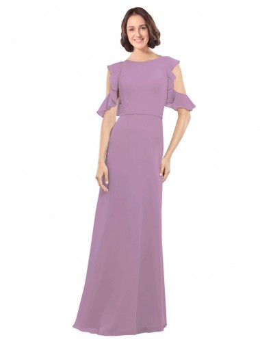 Open Back Soft Chiffon High Neck Long Cold Shoulder Bridesmaid Dresses Toowoomba