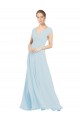 Sea Glass Soft Chiffon V-Neck Long Sleeveless Bridesmaid Dress Toowoomba