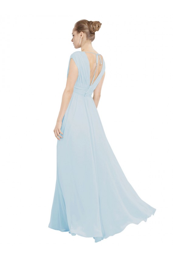Sea Glass Soft Chiffon V-Neck Long Sleeveless Bridesmaid Dress Toowoomba
