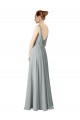 Silver Chiffon V-Neck Long Sleeveless Bridesmaid Dress / Evening Dress Toowoomba