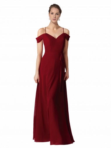 Burgundy Chiffon Sweetheart Long Sleeveless Bridesmaid Dress / Evening Dress Toowoomba