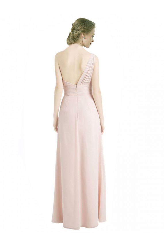 Red Soft Chiffon One Shoulder Long Sleeveless Bridesmaid Dress Toowoomba