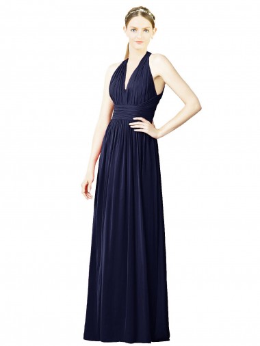 Keyhole Back Chiffon Halter Neck Long Sleeveless Bridesmaid Dresses Toowoomba