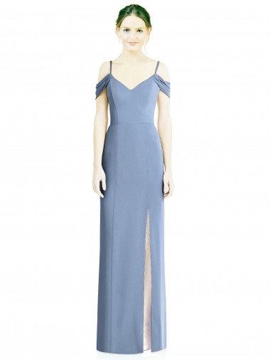 Open Back Soft Chiffon Off the Shoulder Long Cold Shoulder Formal Evening Gown / Bridesmaid Dress Toowoomba