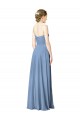 Low Back Dusty Blue Chiffon Sweetheart Long Sleeveless Wedding Party Dress Toowoomba