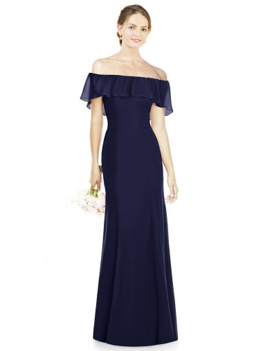 Trumpet Soft Chiffon Off the Shoulder Long Sleeveless Bridesmaid Dress Toowoomba