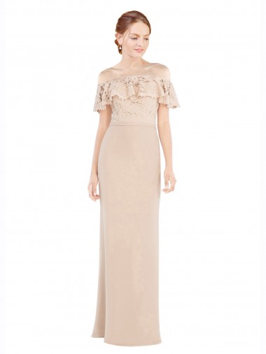 Soft Chiffon & Lace Off the Shoulder Long Sleeveless Prom Dress / Bridesmaid Dress Toowoomba