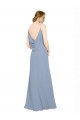Dusty Blue Chiffon Spaghetti Straps Long Sleeveless Bridesmaid Dress / Evening Dress Toowoomba