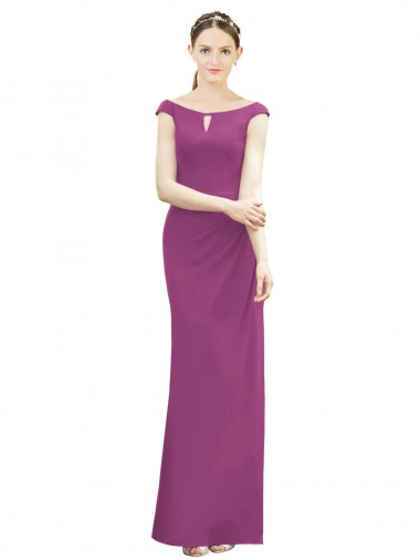 Wild Berry Soft Chiffon Boat Neck Long Sleeveless Bridesmaid Dress Toowoomba