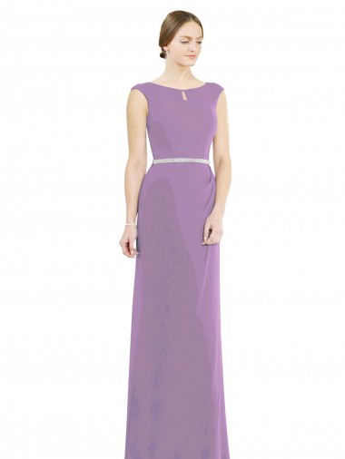 Low Back Soft Chiffon Boat Neck Long Sleeveless Formal Dress / Bridesmaid Dress Toowoomba