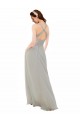 Open Back Silver Soft Chiffon Spaghetti Straps Long Sleeveless Bridesmaid Dress Toowoomba