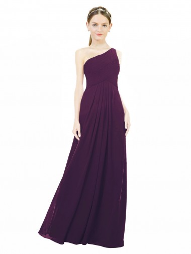 Grape Chiffon One Shoulder Long Sleeveless Bridal Party Dress / Evening Dress Toowoomba