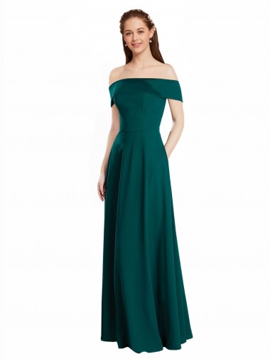 Hunter Soft Chiffon Off the Shoulder Long Cap Sleeves Bridesmaid Dress Toowoomba