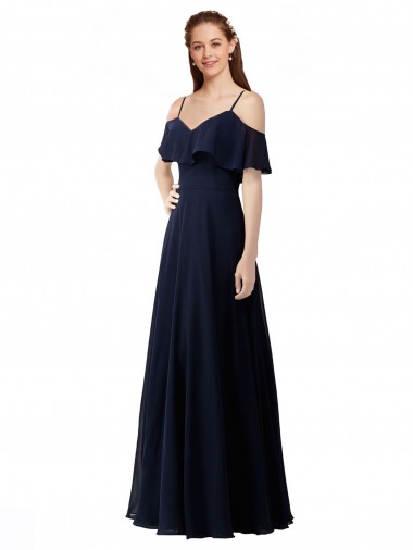 A-Line Soft Chiffon Off the Shoulder Long Sleeveless Bridesmaid Dress Toowoomba