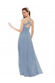 Keyhole Back Soft Chiffon & Lace Spaghetti Straps Long Sleeveless Bridesmaid Dress Toowoomba