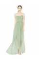 Low Back Sage Soft Chiffon Sweetheart Long Sleeveless Semi Formal Evening Dress / Bridesmaid Dress Toowoomba