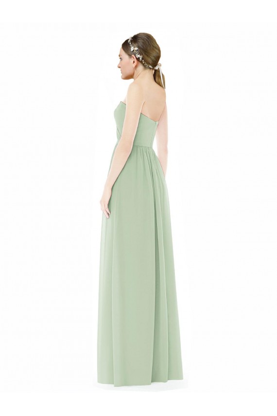 Low Back Sage Soft Chiffon Sweetheart Long Sleeveless Semi Formal Evening Dress / Bridesmaid Dress Toowoomba
