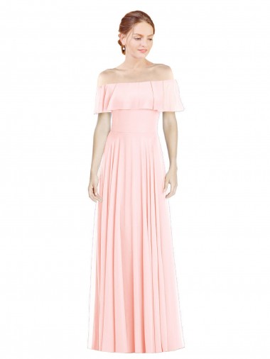 Soft Chiffon Off the Shoulder Long Sleeveless Formal Bridesmaid Dress Toowoomba