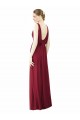 V-Back Burgundy Soft Chiffon V-Neck Long Sleeveless Bridesmaid Dress / Formal Dress Toowoomba