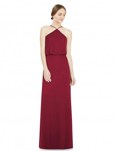 Open Back A-Line Soft Chiffon Halter Neck Long Sleeveless Bridesmaid Dress Toowoomba
