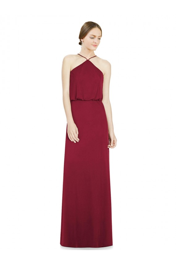 Open Back A-Line Soft Chiffon Halter Neck Long Sleeveless Bridesmaid Dress Toowoomba