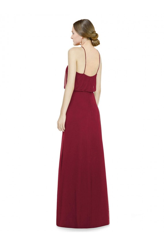 Open Back A-Line Soft Chiffon Halter Neck Long Sleeveless Bridesmaid Dress Toowoomba
